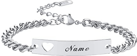 VNOX Bracelet Femme avec Gravure en Acier Inoxydable - Cœur Réglable Personnalisé, Cadeau d'Amitié pour Sœurs/Demoiselle d'honneur/Partenaire - Paire de Bracelets Corde
