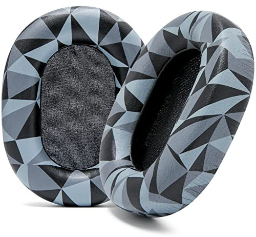 WC Wicked Cushions Cuscinetti extra spessi per Sony WH-1000XM5 - Cuscini in morbida pelle PU, lussuoso memory foam con isolamento acustico, spessore aggiunto | Geo Grey