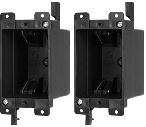 YQMIGU Old Work Outlet/Switch Black Box，ETL Listed, 1-Gang Electrical Outlet Box, PVC Plastic Junction Black Box 14 Cubic Inch, Can Work with Outlets, Dimmers are Used in Combination(2 Pack)