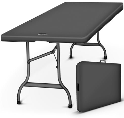 tillvex Tavolo da giardino 180x75cm pieghevole plastica | Tavolo da buffet con impugnatura di trasporto | Tavolo pieghevole per giardino, terrazza e balcone per 8 persone