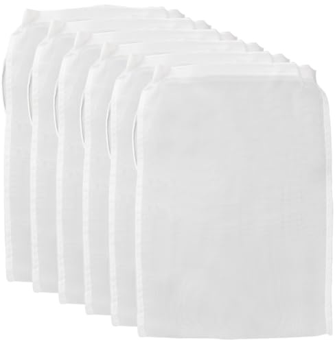 CREATCABIN 6 bolsa de Filtro para Leche de Frutos Secos Bolsas de Colador de Alimentos Multiusos de Nailon Reutilizables de Malla Fina para Queso Filtros de Alimentos para Colar Zumos Frutas 35.5x24cm