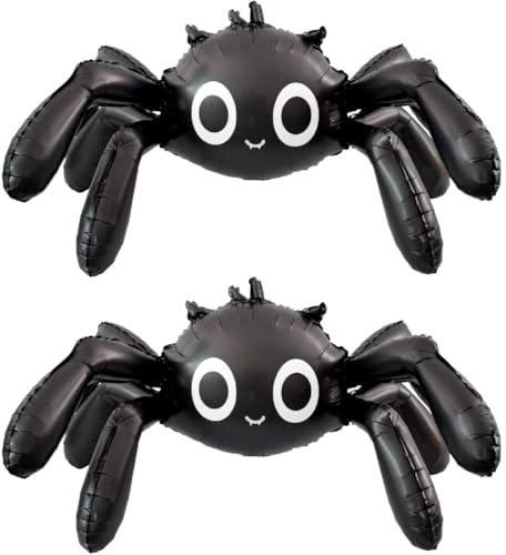 59.2 Halloween Spider Balloons 2Pcs Black Spider 6-Legged Mylar Balloon for Halloween Birthday Baby Shower Party Decorations Supplies