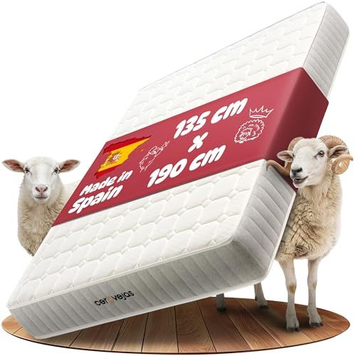 Cerovejas® Colchón Viscoelástico 135 x 190 - Altura 22 cm | Alta Densidad - Núcleo HR 28kg - Firmeza Media Alta para Aliviar la Presión y Dolores de Espalda | Oeko-Tex | Fabricado en España