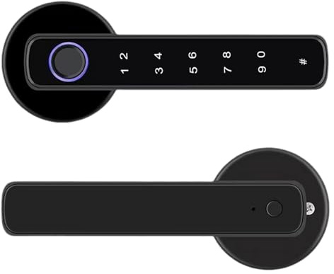 Serratura intelligente 4 in 1, impronta digitale/APP/codice/immissione chiave, maniglia per porta con tastiera elettronica per casa, appartamento, ufficio, hotel