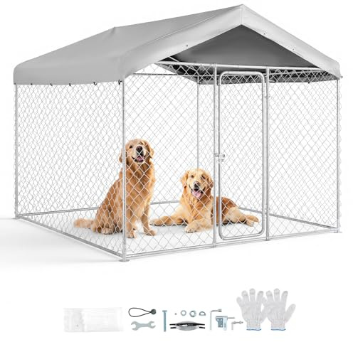 VEVOR Hundezwinger, 2,3 x 2,3 x 2,15 m, Hundehütte mit Sicherheitsschloss, Outdoor Hundehaus mit UV-Beständiger & Wasserdichter Dachabdeckung, Robuste Hundegehege/Auslauf für Große Hunde