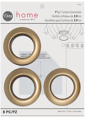 Dritz 1-9/16-Inch Inner Diameter Plastic Curtain Grommets, Pack of 8, Matte Gold