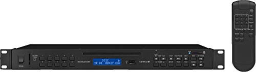 Monacor CD-112/BT CD- und MP3-Spieler mit Bluetooth-Empfänger, USB-Schnittstelle und SD/MMC-Card-Slot, schwarz
