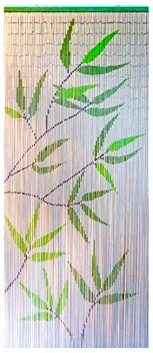 MadeInNature Rideau de Porte Perles Bambou, Intérieur et Extérieur, Porte d’entrée, Porte intérieure, Porte fenêtre 90x200cm, Plusieurs modèles aux Choix (Modèle 5 Feuillage d’été)