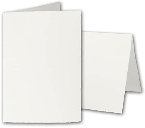 DIN A6 vintage vikkort, äkta kontorspapper, 105 x 148 mm – dubbel, naturvit 240 g/m² – Vellumyta – Original Zerkall-byttar 100 Doppelkarten Naturweiß