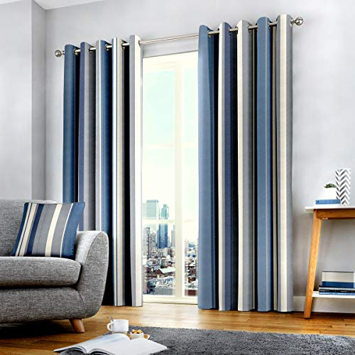 Fusion Två gardinpaneler, bomull, polyester, blå, B 168 cm (66) x D 229 cm (90)