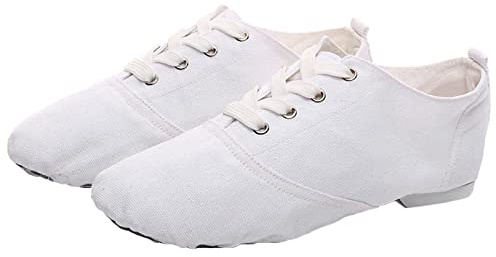 Jazzdansskor Canvas Split Sole Balett Yoga Dansskor Andningsbar buffert för barn Vuxna kvinnor,White,38 EU