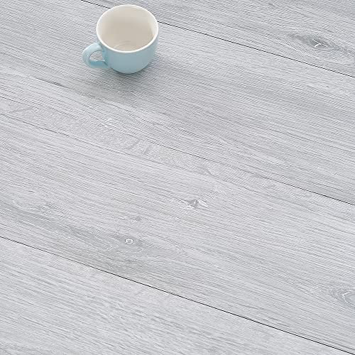 Panana 36pcs Self Adhesive PVC Flooring Planks, 5.02m² Peel & Stick Vinyl Floor Tiles, Waterproof Wood Effect Floor Stickers for Kitchen, Bathroom, Living Room & Rental Solutions (Grey/White)