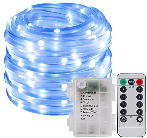 KINGCOO 200 LED tubo luminoso, impermeabile, 22 m, 72 m, 8 modalità, a batteria, in rame, per interni, esterni, giardino, matrimoni, feste, Natale, decorazioni (blu)