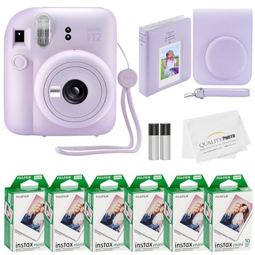 Fujifilm Instax Mini 12 Instant Camera + 60 Photo Prints + Accessories, Lilac Purple