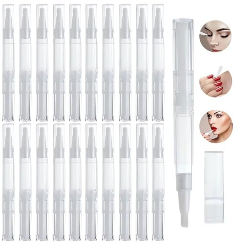 20 Stück Transparent Twist Lipgloss Set, Leerer Nagelöl Stift, Transparenter Drehstifte,Nachfüllbar Kosmetische Container, Zur Aufbewahrung Von Lipgloss Spendern, Nagellackspendern