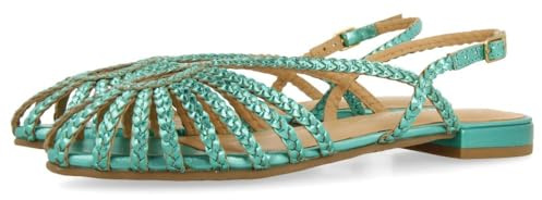GIOSEPPO Mules Pelle Intrecciata Hingham, Acquamarina, 38 EU