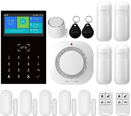 SäKerhetssystem FöR Hemmet Smart Tuya Larmsystem 4,3 Tums Skärm WIFI GSM Inbrottstjuv Hemsäkerhet Med Temperatur- Och Fuktighetsfunktion(H)