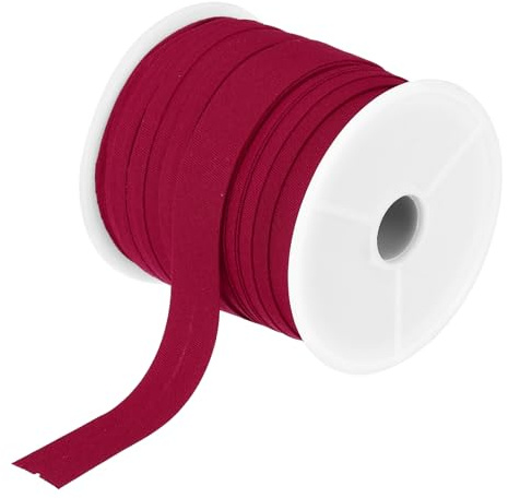 QUARKZMAN 1/2 tum snedband, enkelfals, avskjutningsband, bomullsband, tygband, bomull, sömnad, tillbehör, kantband för sömnad, fållning, quiltning, kantning av hantverk gör-det-själv (mörkröd, 25