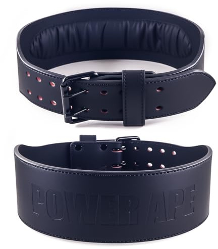 Power Ape Weight Lifting Belt Gym Fitness Cowhide Leather with Adjustable Holes Weightlifting Powerlifting Bodybuilding Deadlift Squat Workout Strength Training for Men and Women (black, S)