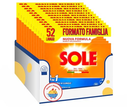 Detersivo in polvere per bucato formato convenienza – 52 misurini – 2,6 kg kit con Spugna Brandizzata SPESA & RISPARMIO Inclusa – Variazioni 4/8/12 Pezzi (12)