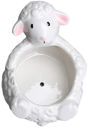 Zkydhbd Fioriera in ceramica modellata con pecore con fori di drenaggio per piante grasse decorazione per ufficio e contenitore per fiori a forma di arbusto modellato animale per piante da interno