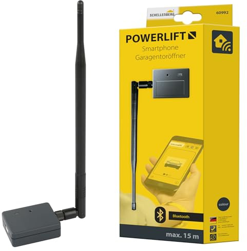 Schellenberg Ouvre-porte de garage pour smartphone avec LED et câble USB, portée maximale de 15 m, fréquence radio 2,4 GHz, avec application gratuite, 60992