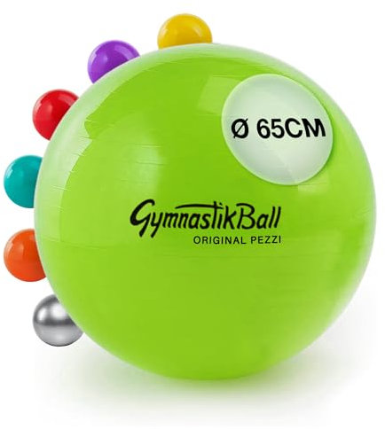 PEZZI - Gymnastikball Original Pezziball Standard 65cm Ø – Sitzball für Therapie, Sport & Büro - Universeller Trainingsball aus robustem PVC belastbar bis 400 kg – Apfelgrün