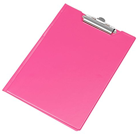 Schreibmappe Klemmbrett mit Schutzklappe Mappe rosa Schreibbrett Schreibblock DIN A4 Metallhalter Clip PVC