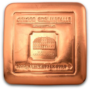 Koppartackor 1 kg från bearbetningsanläggningen Geiger Edelmetaller (Tyskland).
