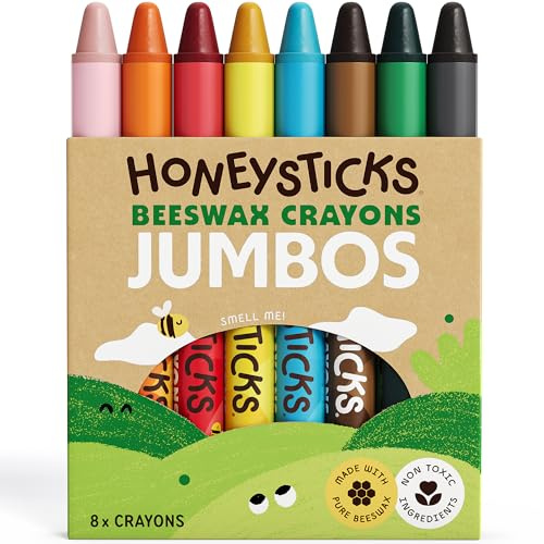 Honeysticks - Pastelli in 100% pura cera d’api (confezione da 8 pezzi, sottili). Naturali, atossici e sicuri per bambini di ogni età. Fatti a mano in Nuova Zelanda.