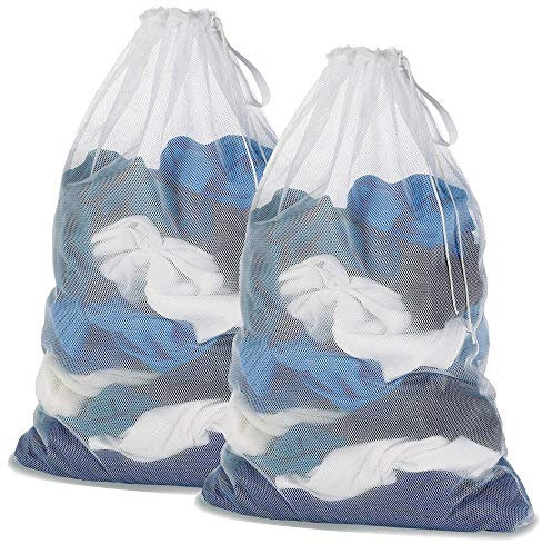 DoGeek Sacchetti Lavatrice Biancheria ​Sacche per Lavatrice in Rete Borse di Lavaggio Bianca Grandi Sacco Salvabucato Sacchetti Lavatrice - 2PCS (60x90cm)-(Bianca, 2 pc)