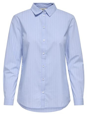 JDY Jdymio L/S Shirt Wvn Noos Blusa, Azul (Cashmere Blue Stripes: Cloud Dancer), 42 Mujer