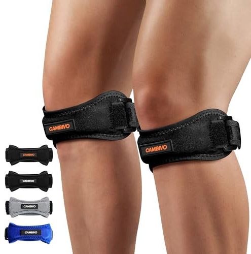CAMBIVO Tutore Ginocchio Rotulea Regolabile 2 Pezzi, Ginocchiera Ortopedica con Cuscinetto di Compressione, Ginocchiera Rotulea per Tendinite, Infortunio Sportivo, Corsa, Sport