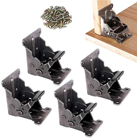 4 Pack Locking Hinge for Folding Table Brackets, Heavy Duty Folding Brackets 90 Degree Self Locking Folding Hinge for Table Legs Furniture