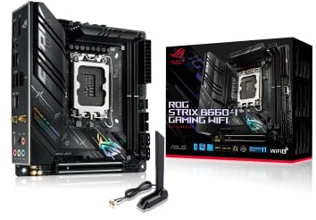 ASUS ROG STRIX B660-I GAMING WIFI Mainboard Sockel Intel LGA 1700 (Intel B660, Mini ITX, DDR5 Speicher, WiFi 6, 2x M.2, Aura Sync)