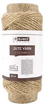 D.RECT 25 m Jute Twine Natural Brown Jute Cord | Packing, Gift, Craft, Floristry, Decoration Cord | 1.2 mm Thickness