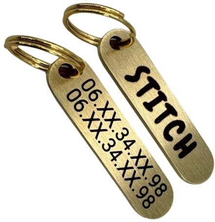 UNIKTAG MÉDAILLE GRAVÉE POUR CHIEN OU CHAT PLATE, MÉDAILLON EPAIS PERSONNALISABLE, ETIQUETTE D'IDENTIFICATION PERSONNALISÉE, MEDAILLE EN LAITON