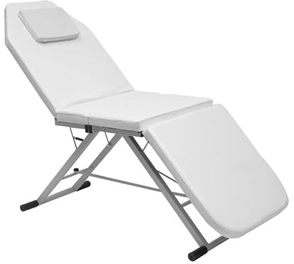 EurHomePlus Table de massage pliable - Chaise cosmétique - Table de massage portable - Salon de spa - Lit facial - Table de massage - 183 cm (blanc) MK006