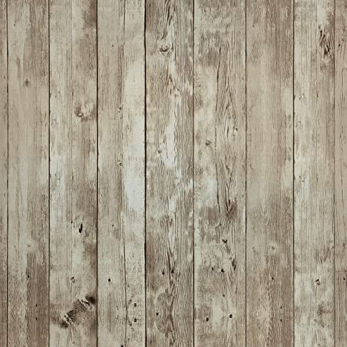 VEELIKE Papier Peint Imitation Bois Marron 3D Effet Brun Adhésif pour Meuble Vintage Stickers Armoire Porte Chambre 45cm x 300cm