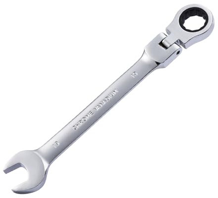 Gedlex Chiavi a Cricchetto 19 mm, Chiavi Inglesi Cromo Vanadio Flessibile a 180° e Chiavi Fisse Aperta a 15°, Rresistente all'abrasione, Aantiscivolo, Rresistente allo Sporco