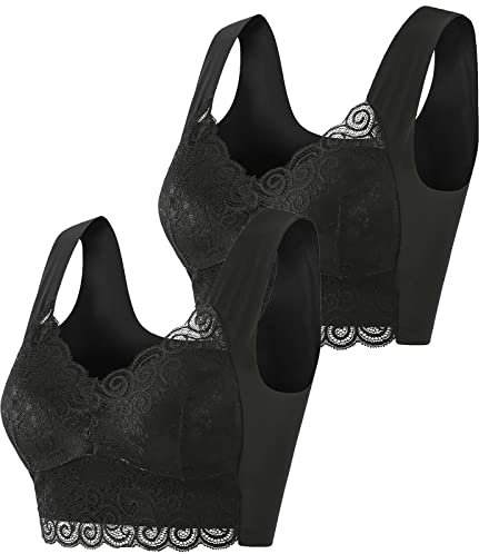 TYUIOP Bralette Bras for Women Push Up Add 2 Cup Sizes Bra Strapless Bras for Bigger Bust Minimiser Sticky Bra Inserts Women's Non Wired Cotton Red Lace Top Front Fastening