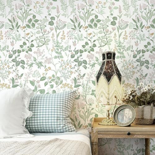 Yomshi Peel and Stick Green Leaf Wallpaper 44×300cm, Self-Adhesive, Waterproof, for Living Room Furniture