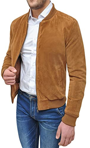 Evoga Cappotto Giacca Uomo scamosciato Casual Slim Fit Invernale Giubbotto Bomber camoscio Jacket (IT, Testo, L, Regular, Regular, #A1 Beige Cammello)