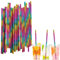 100pcs Biodegradable Paper Straws - Rainbow Drinking Straws for Juice, Coffee, Cold Cocktails - Birthday, Wedding, Bridal/Baby Shower Party Accessories