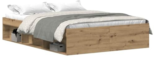 vidaXL Estructura de Cama sin colchón Roble Artesanal 135x190 cm