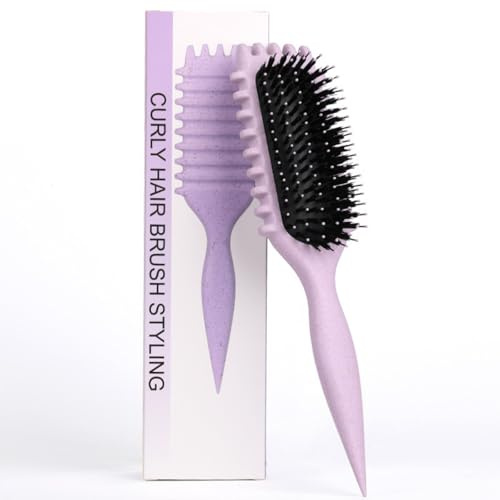 Curly Hair Brush - Curl Brush, lockigt hårprodukter | Lockig kam, minska Frizz – Ergonomisk design för alla strukturer (#lila, band)