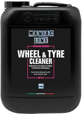 Mafra - Maniac Car Detailing Line, Formato 5L, Wheel & Tyre Cleaner, Detergente 2in1, Rimuove Polvere di Freni e Sporco Stradale dai Cerchi in Lega e Gomma
