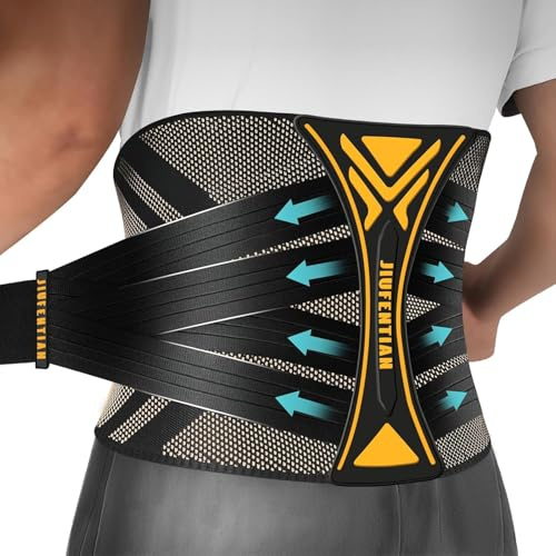 JIUFENTIAN Copper Back Braces for Lower Back Pain with Support System - Lower Back Brace for Herniated Disc,Lumbar supports for Sciatica, Scoliosis,Heavy Lifting and Work(Medium)