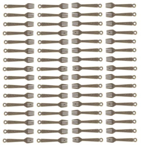 Abaodam Ciondoli in Lega Vintage a Forma di Forchetta, Set da 100 Pezzi per Gioielli in Miniatura, Accessori per Artigianato Fai da Te, per Bracciali e Collane Creativi