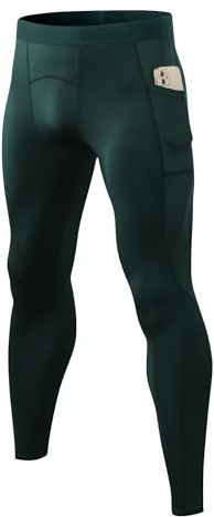 POIHIDE Men's Compression Tights Running Leggings Gym Pants with Pocket | Quick Dry,,Slim Fit,Breathable,Highly Elastic,Sports,Workout Trousers,Cycling,Athletic,Training,Soccer, Hiking,Fitness